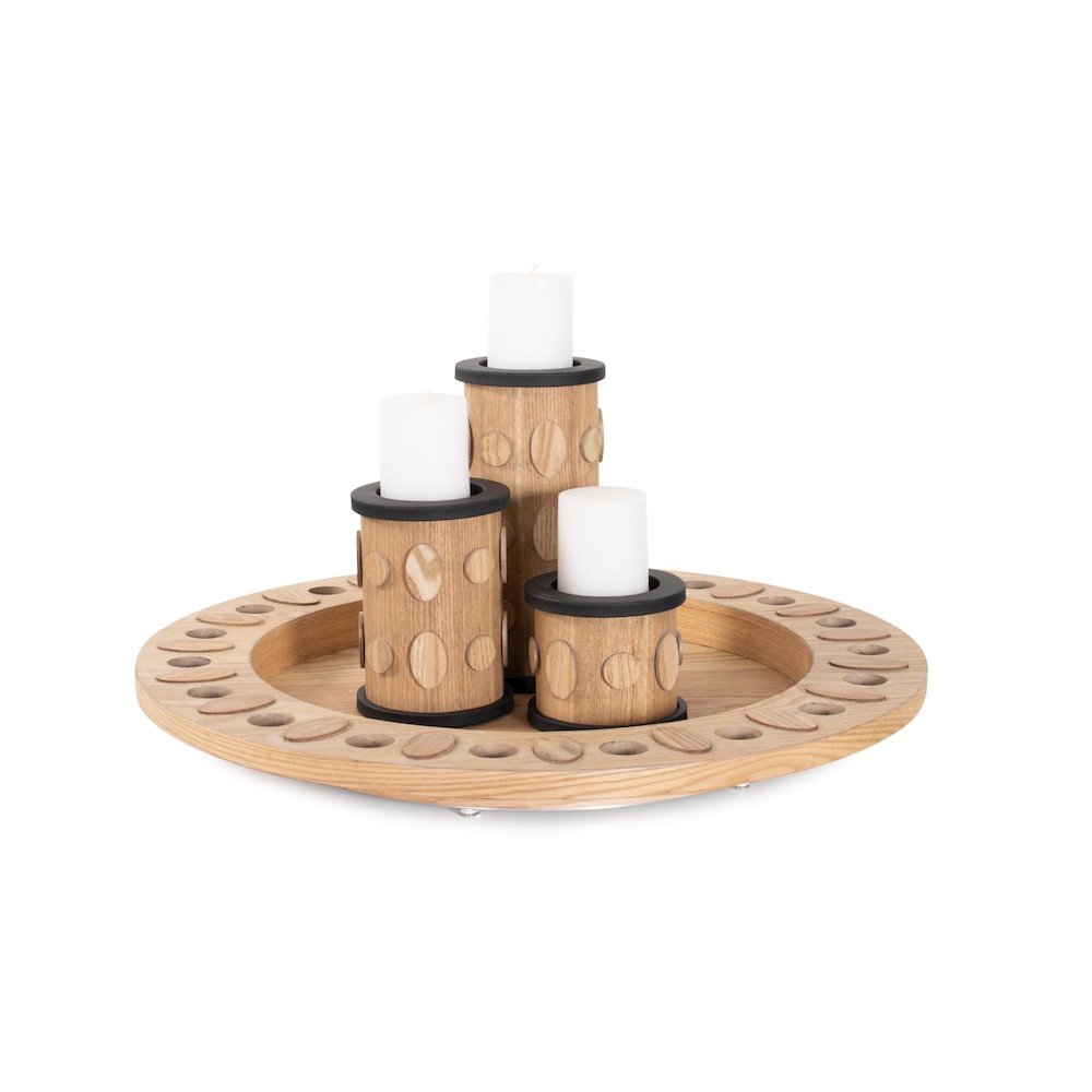 Robin Baron  Winfield Wooden Candle Holder- Small. Picture 9