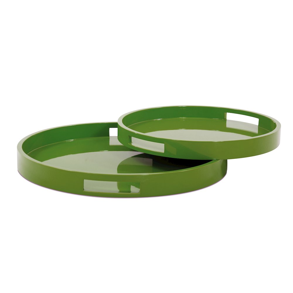 Saint Tropez Round Tray Set of 2 - Wild Green. Picture 6