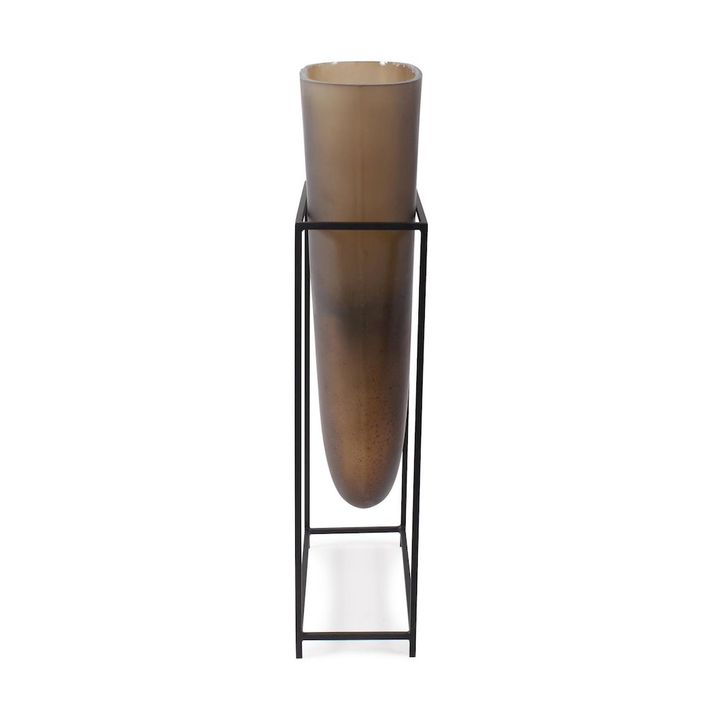Bronze Euler Vase with Black Iron Stand- Tall. Picture 3