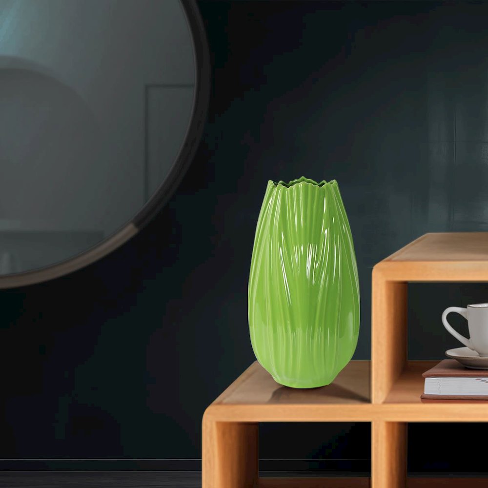 Field Green Short Ceramic Vase. Picture 3