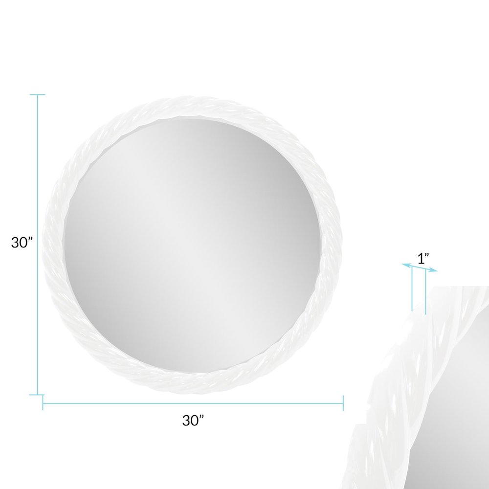 Gita Braided Round Mirror in Glossy White. Picture 7