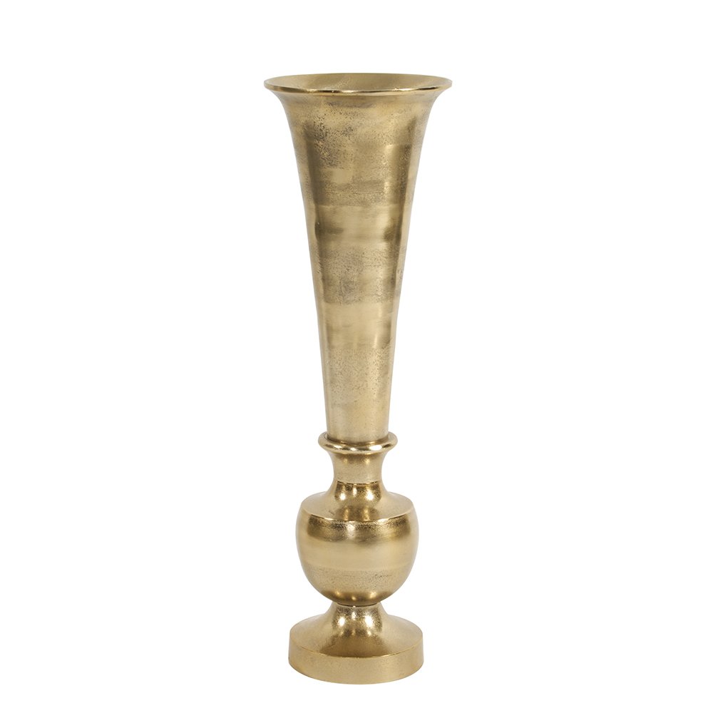 Howard Elliott Oversized Flared Gold Aluminum Vase, Small. Picture 3