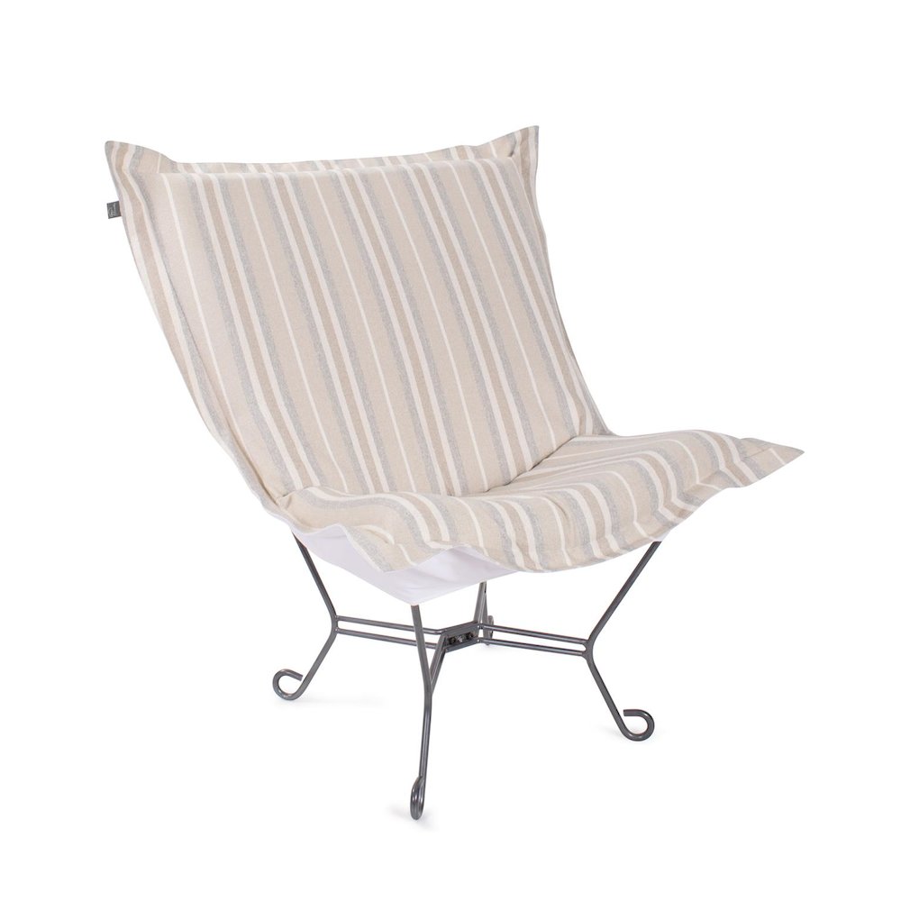 Indoor/Outdoor Puff Scroll Chair Dune Sand. Picture 1
