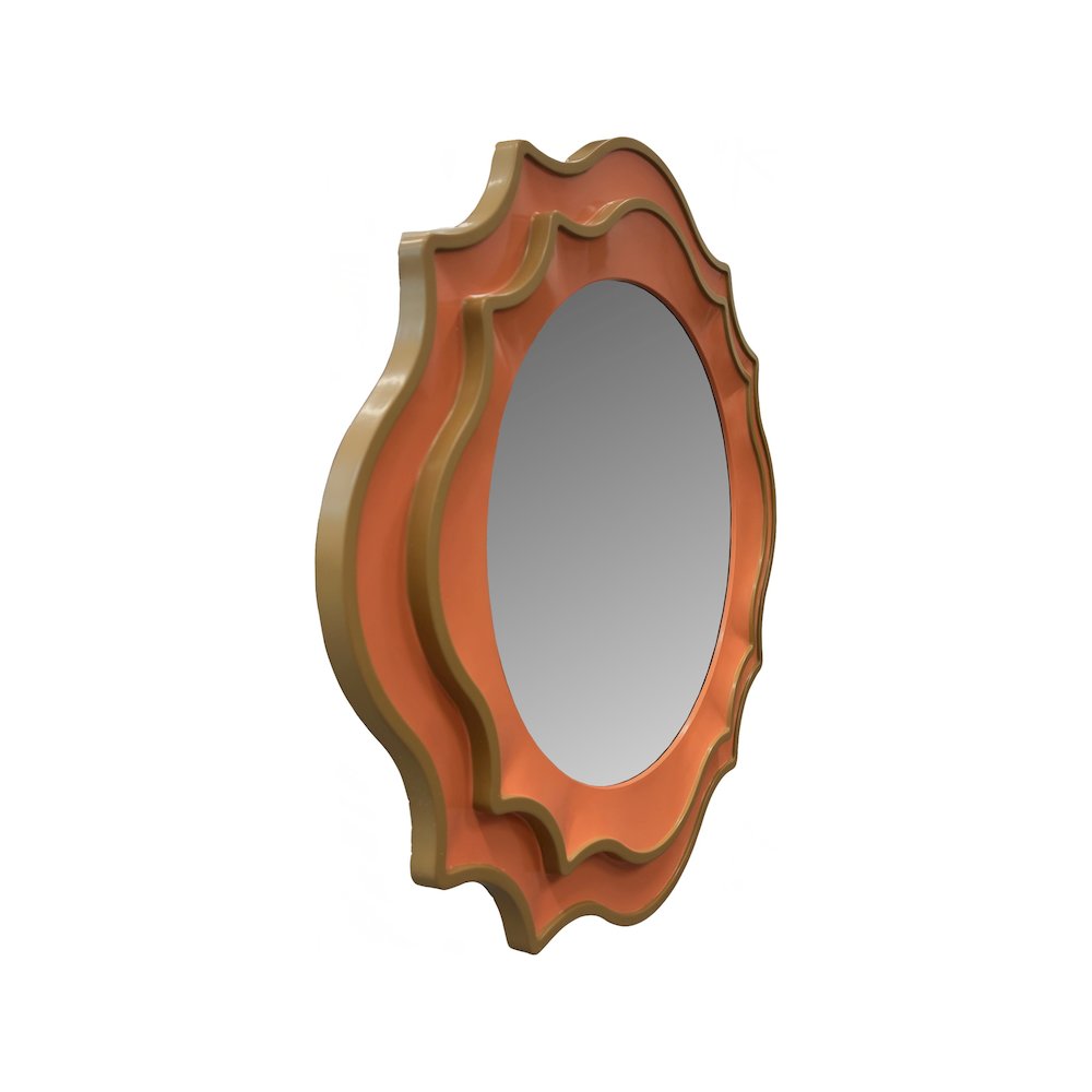 Ethan Round Scalloped Mirror Orange. Picture 4