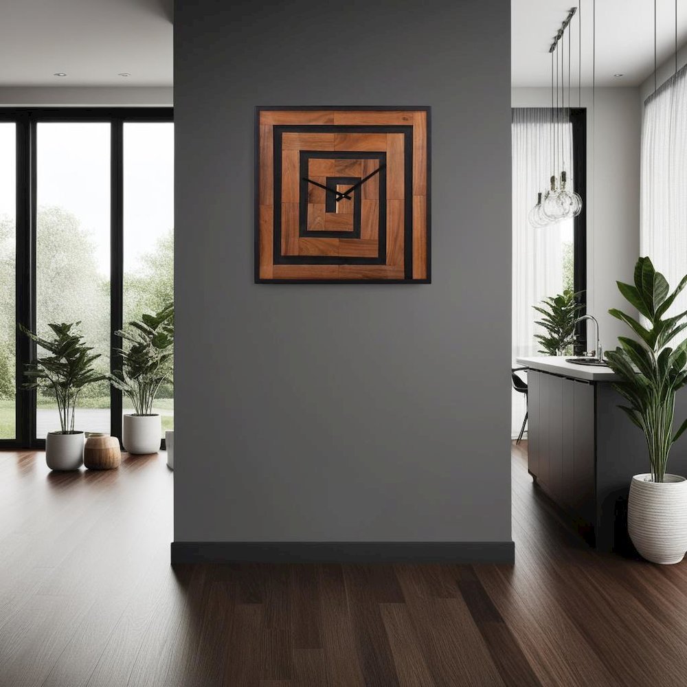 Helix Wooden Square Clock. Picture 8