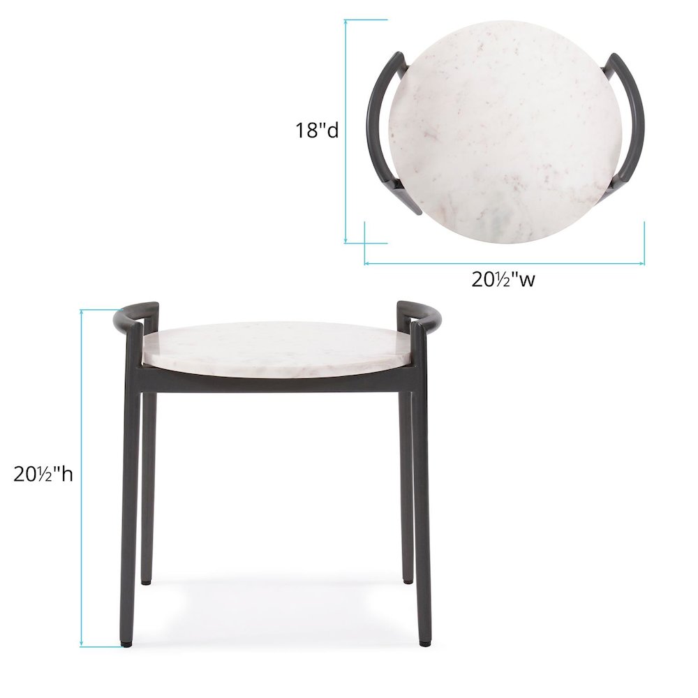 Round Side Table with White Marble Top. Picture 7