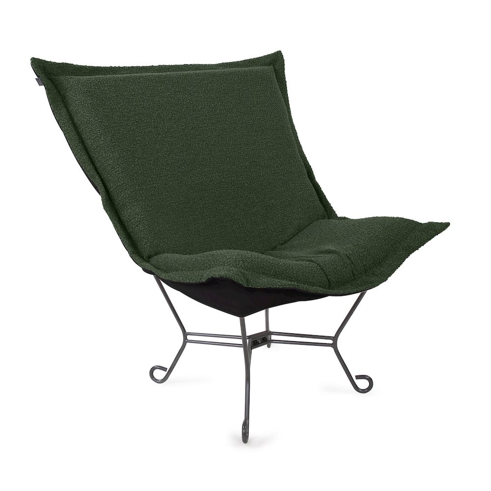 Scroll Puff Chair Titanium- Barbet Forest/Black. Picture 1