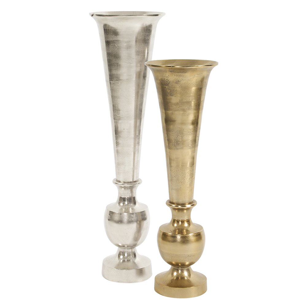Howard Elliott Oversized Flared Gold Aluminum Vase, Small. Picture 4