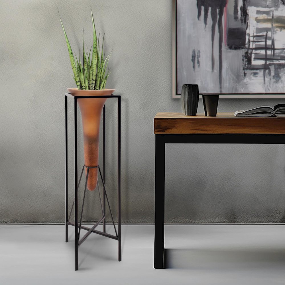 Bronze Euler Drop Vase with Black Iron Stand- Extra Large. Picture 9
