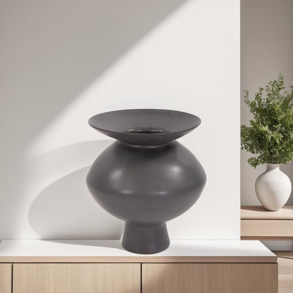 Graphite Ceramic Flared Vase- Medium. Picture 6