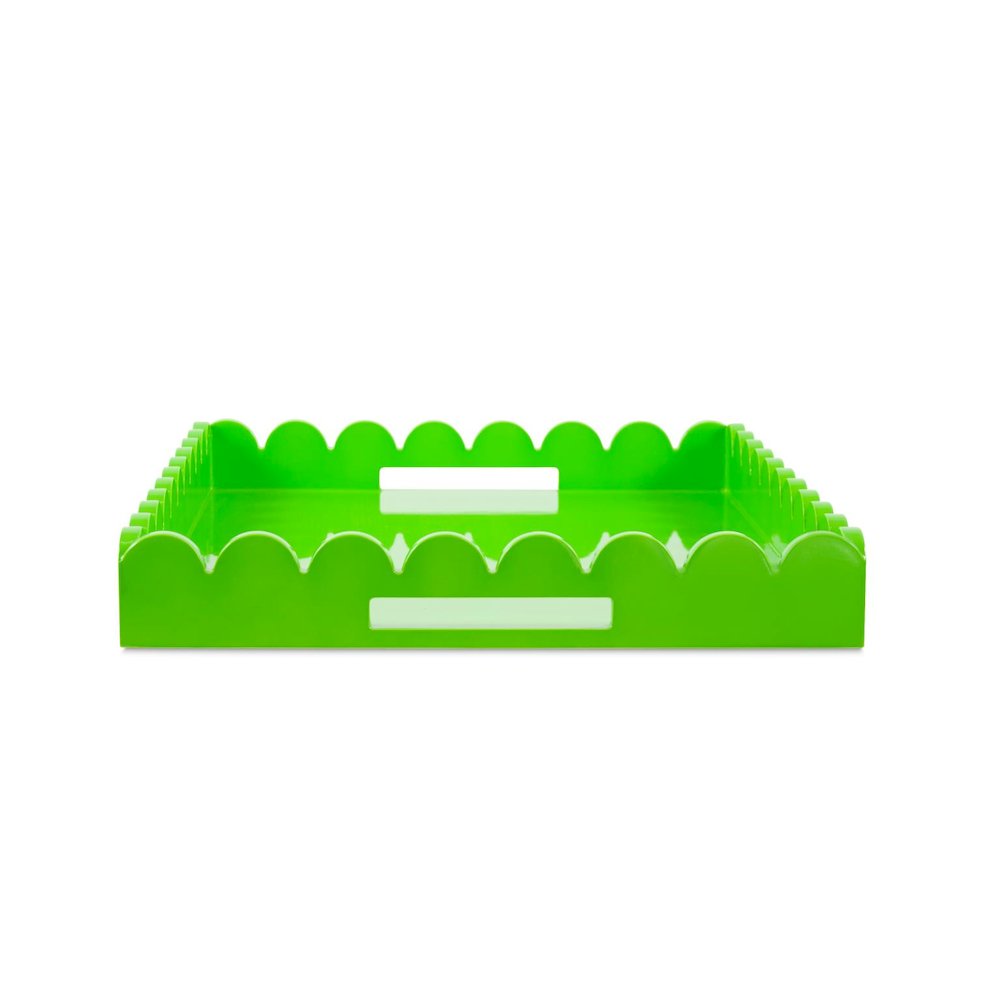 Rectangular Scalloped Riviera Tray - Green. Picture 3