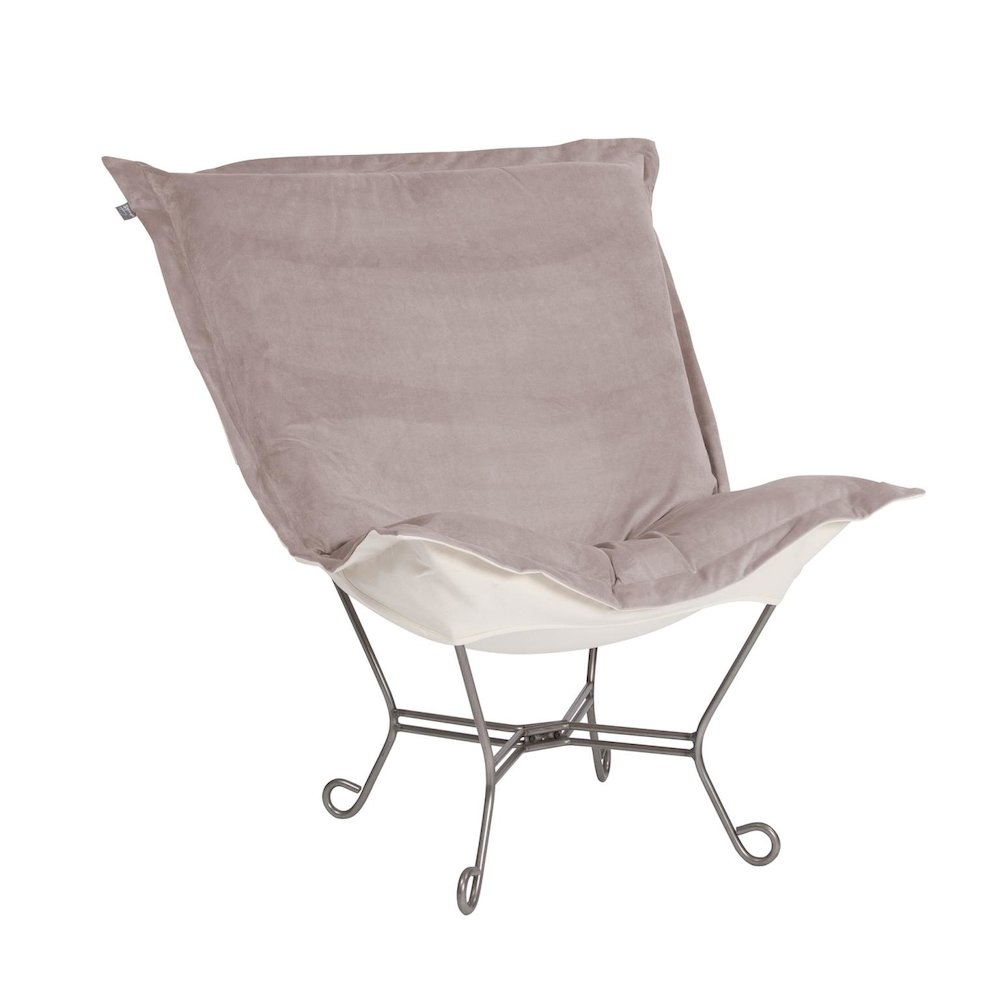 Scroll Puff Chair Bella Ash Titanium Frame. Picture 1
