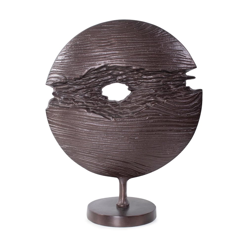 Berken Round Sculpture in a Bronze Finished Cast Aluminum. Picture 1