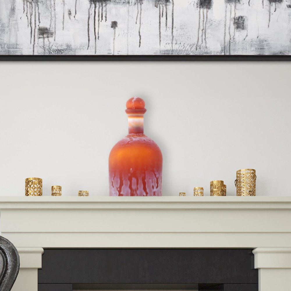 Mercer Glass Capped Bottle in Tangerine- Short. Picture 8