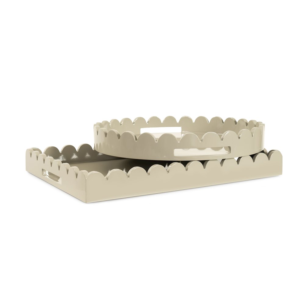 Round Scalloped Riviera Tray - Taupe. Picture 7