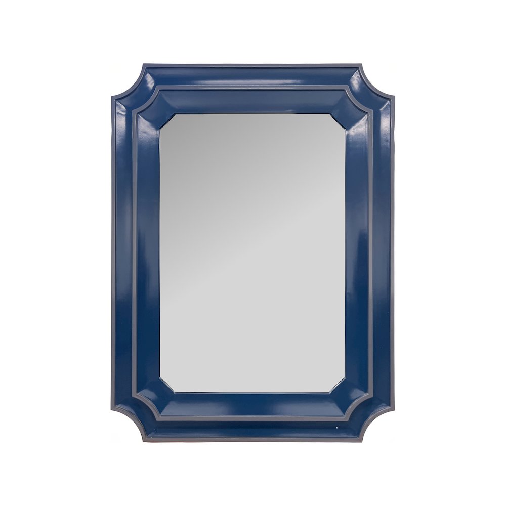Ethan Scalloped Mirror Navy. Picture 1