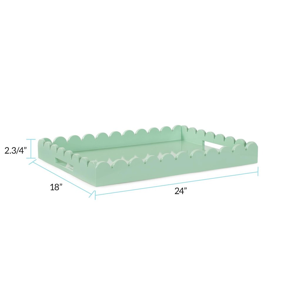 Rectangle Scalloped Riviera Tray - Sage Green. Picture 8