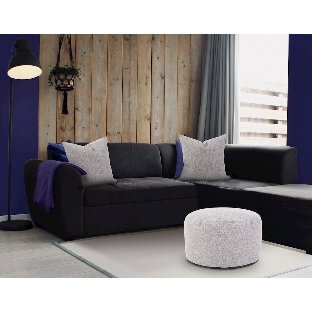 Round Foot Pouf Panama Stone. Picture 5