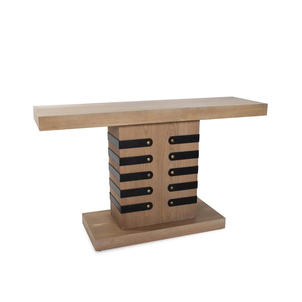 Robin Baron Leather Wrapped Console Table. Picture 1