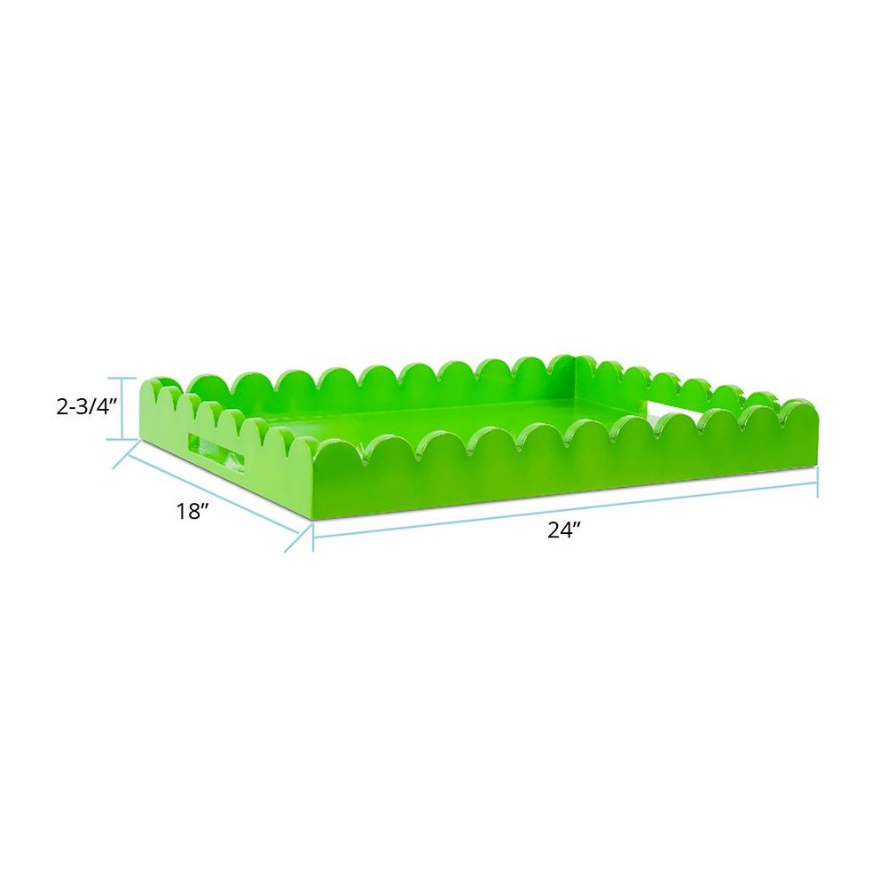 Rectangular Scalloped Riviera Tray - Green. Picture 7