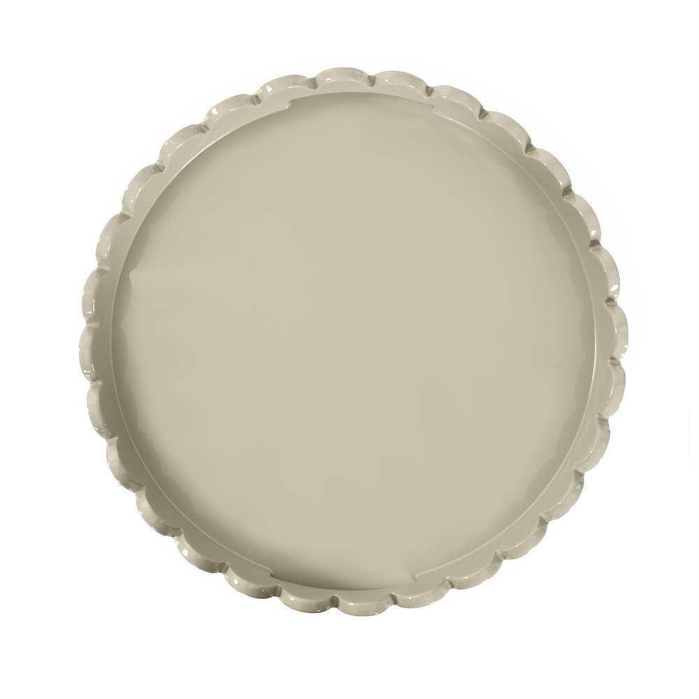 Round Scalloped Riviera Tray - Taupe. Picture 2