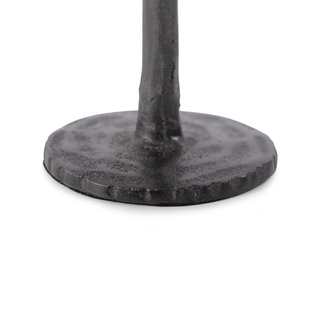 Asher Sculpted Cast Aluminum Candlestick in Ebony- Short. Picture 3