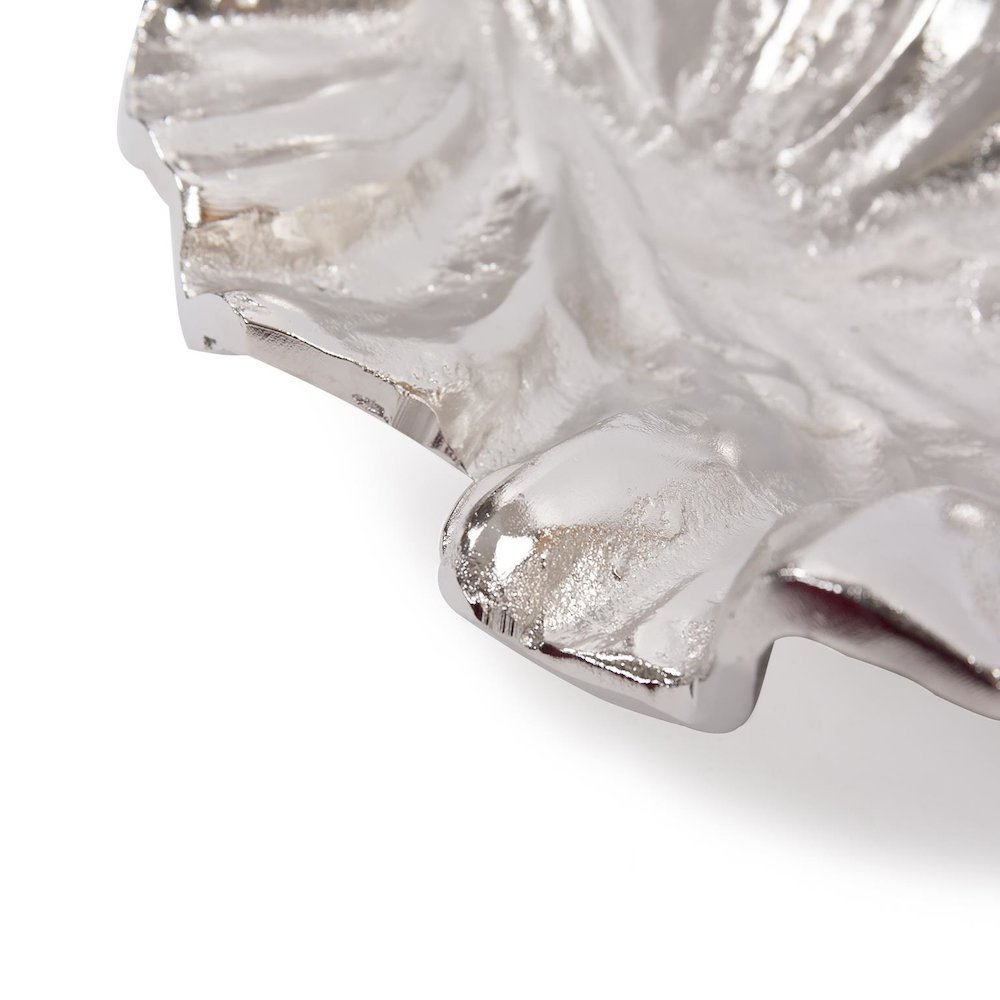 Calathea Leaf Polished Silver Sculpture- Small. Picture 6