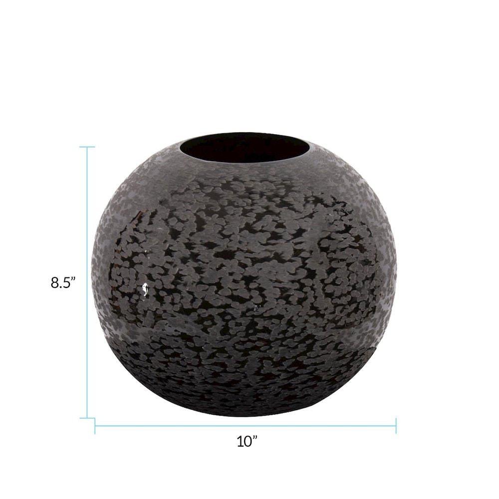 Chiseled Texture Black Iron Globe Vase- Small. Picture 6