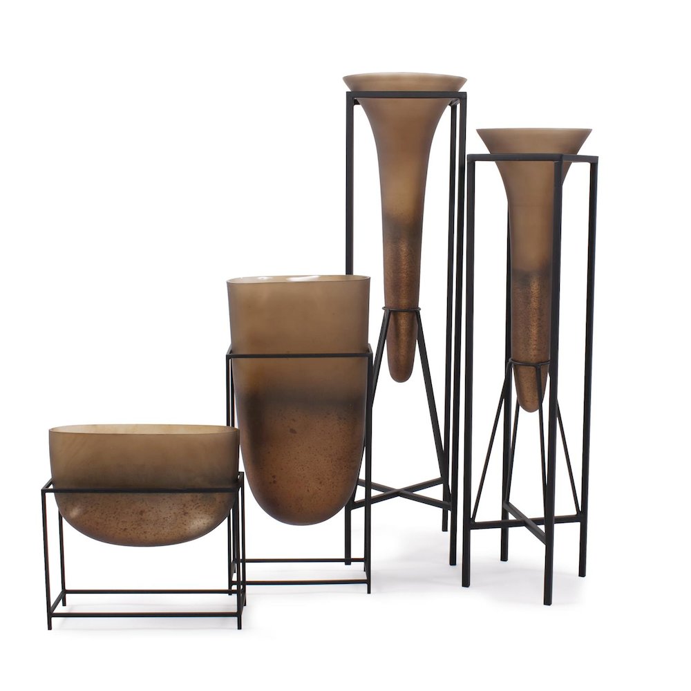 Bronze Euler Vase with Black Iron Stand- Tall. Picture 7