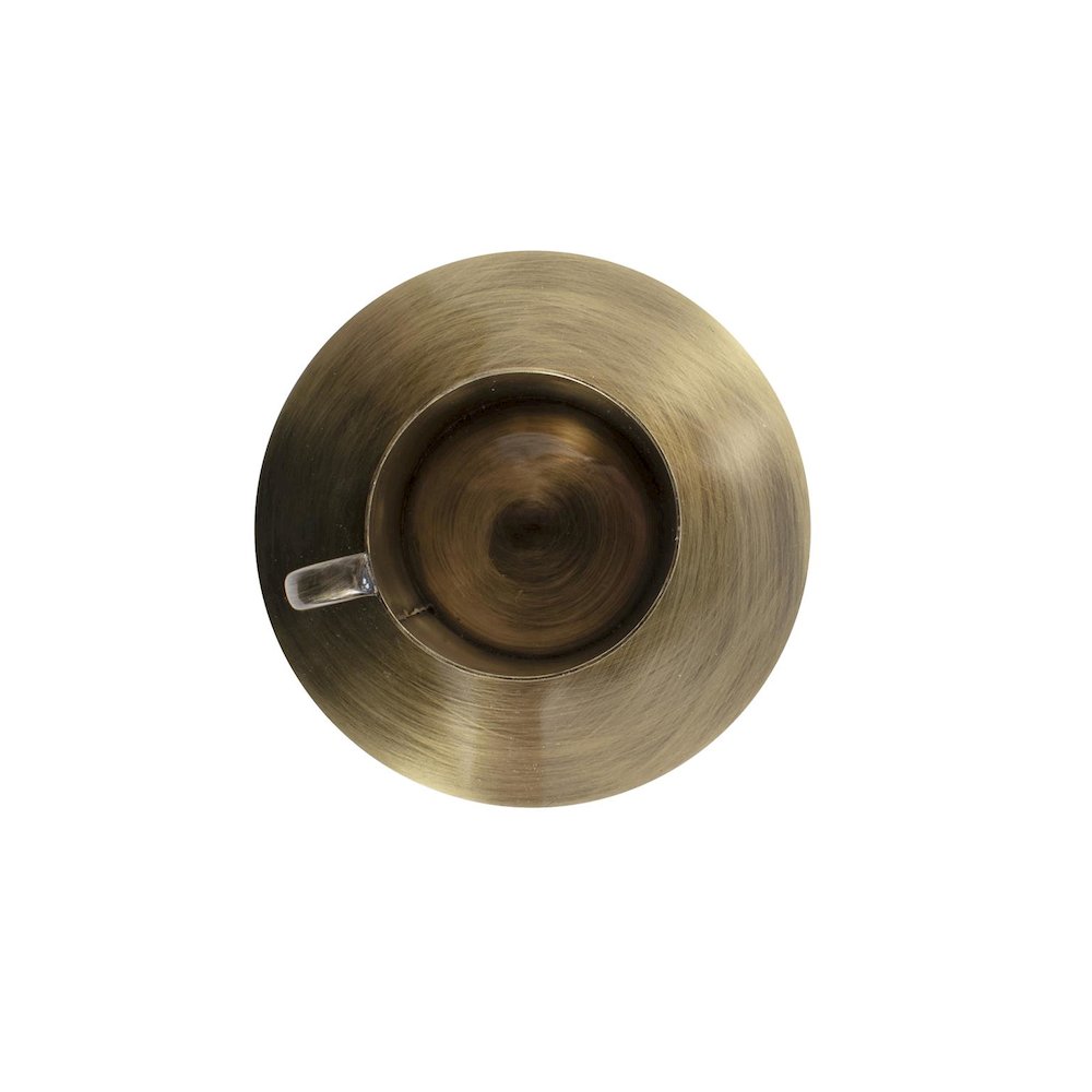 Italo Short Antique Brass Candle Holder with Handle. Picture 4