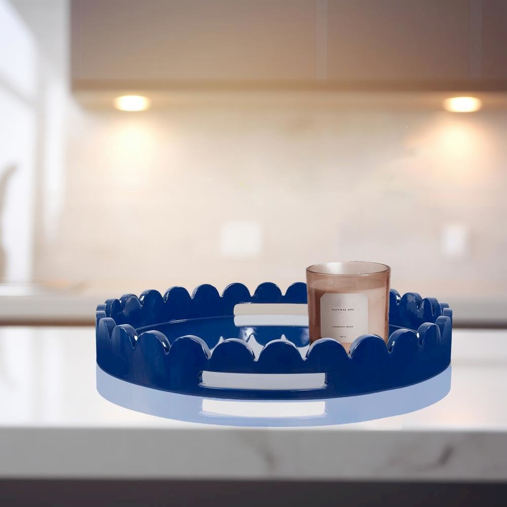 Round Scalloped Riviera Tray - Blue. Picture 8