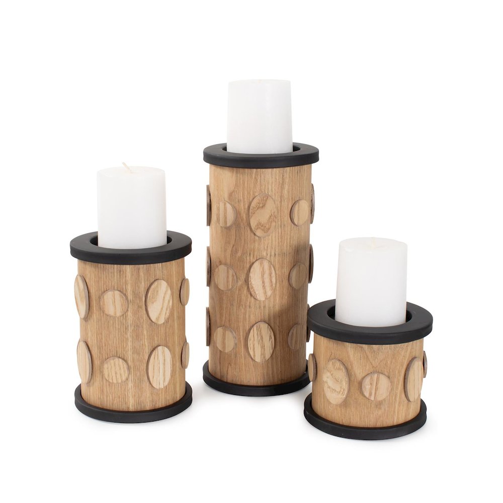 Robin Baron  Winfield Wooden Candle Holder- Medium. Picture 7