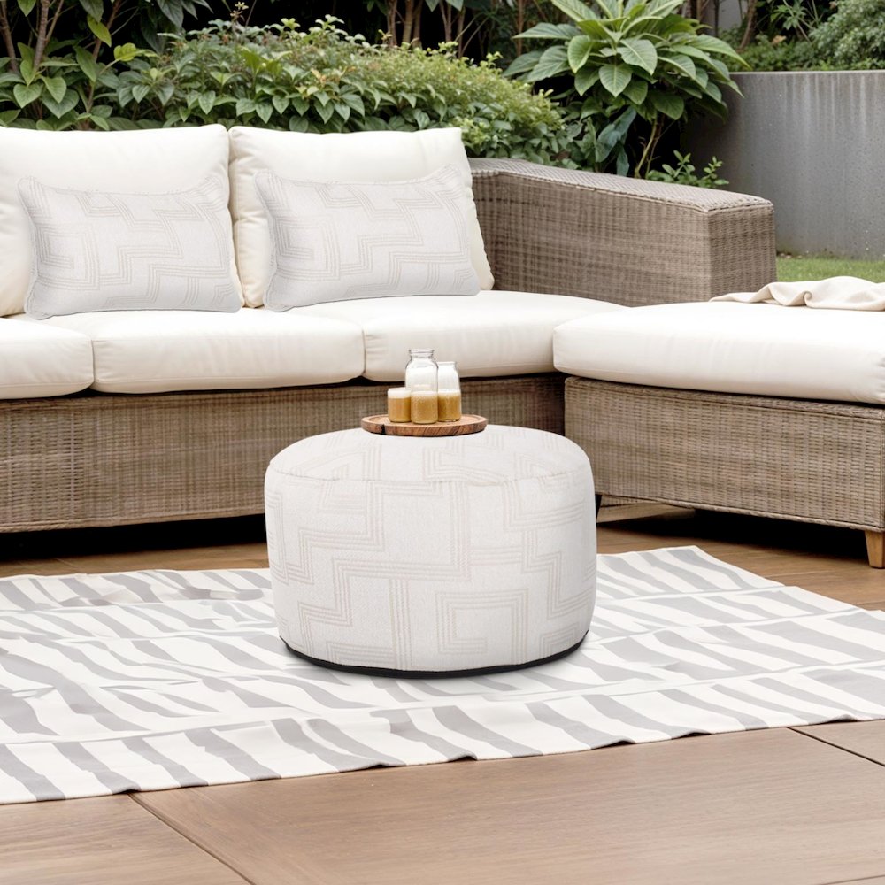 Short Indoor/Outdoor Pouf Syros Natural. Picture 8