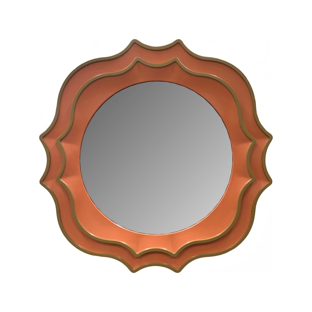 Ethan Round Scalloped Mirror Orange. Picture 2
