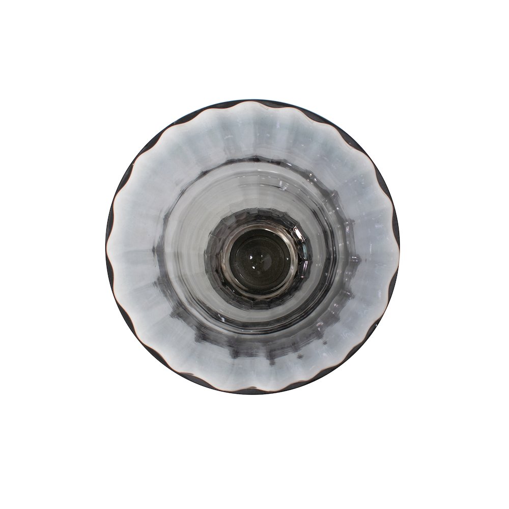 Ayers Smoked Glass Trumpet Vase Short. Picture 4