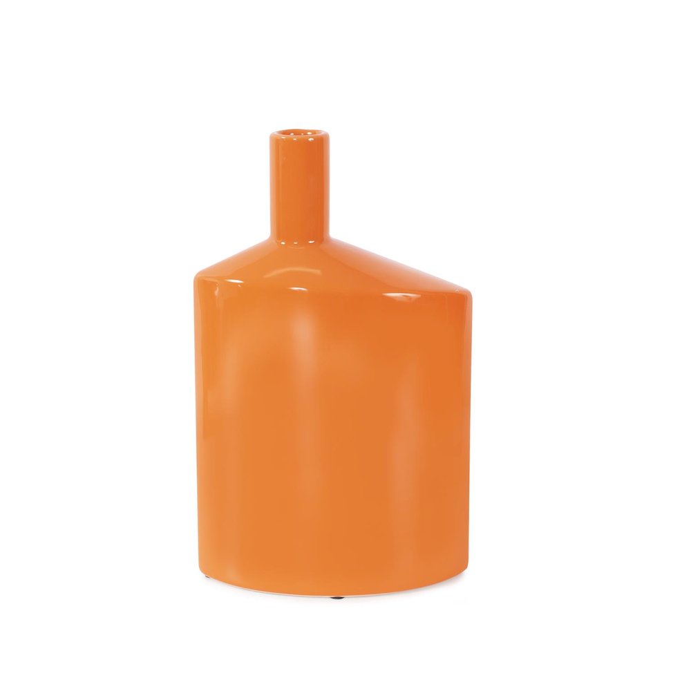 Orange Valencia Askewed Tall Bottle Vase. Picture 1