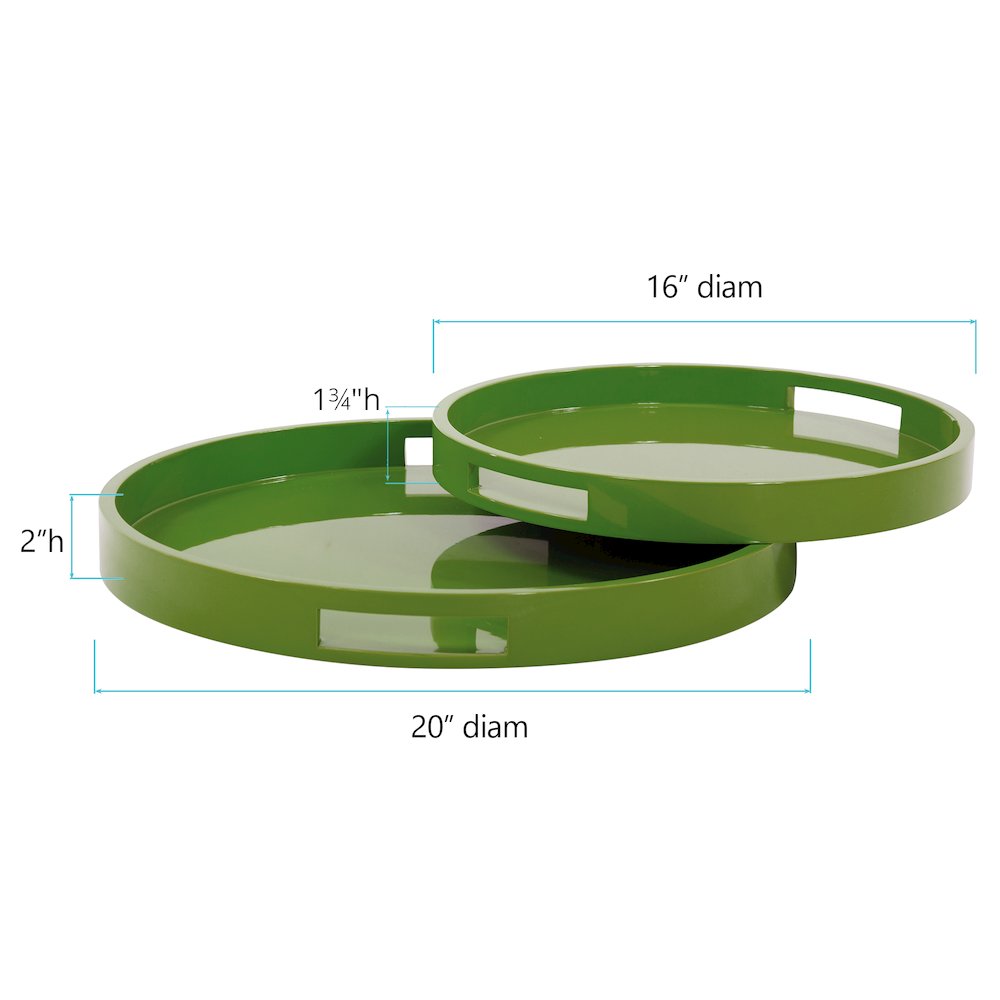 Saint Tropez Round Tray Set of 2 - Wild Green. Picture 7