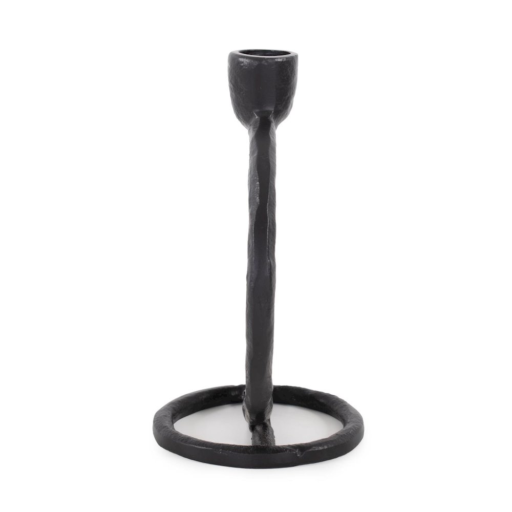 Single Circle Arman Aluminum Candlestick in Black. Picture 6