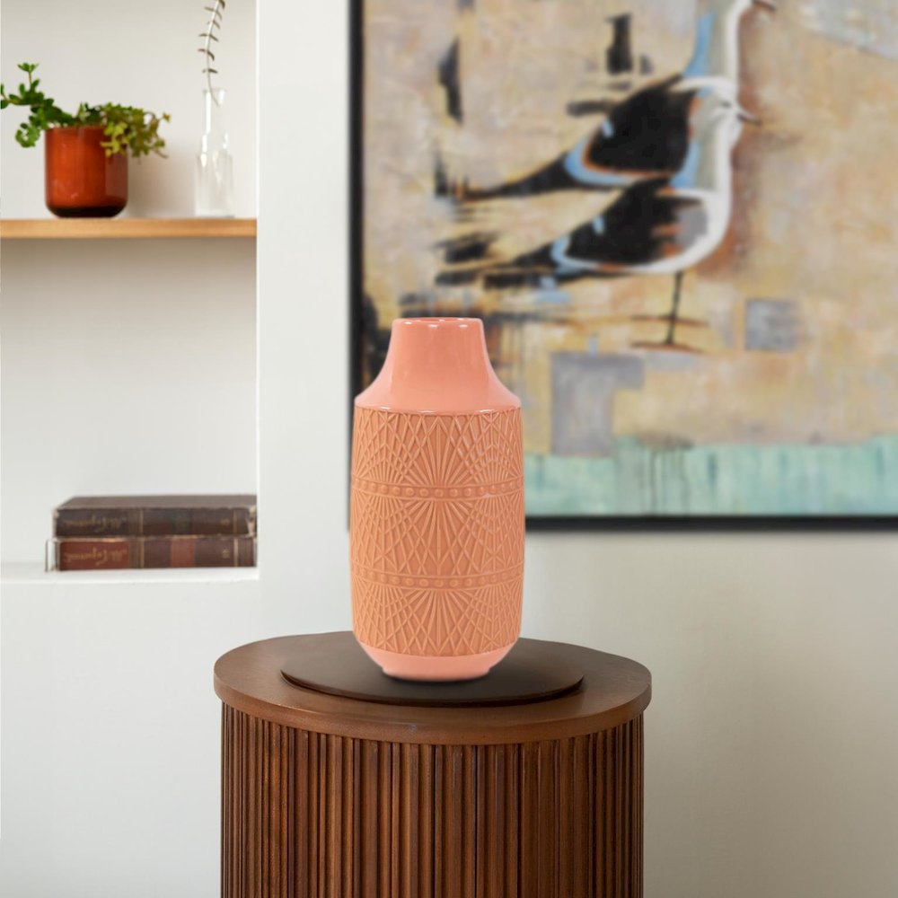 Richland Embossed Peach Vase- Large. Picture 9
