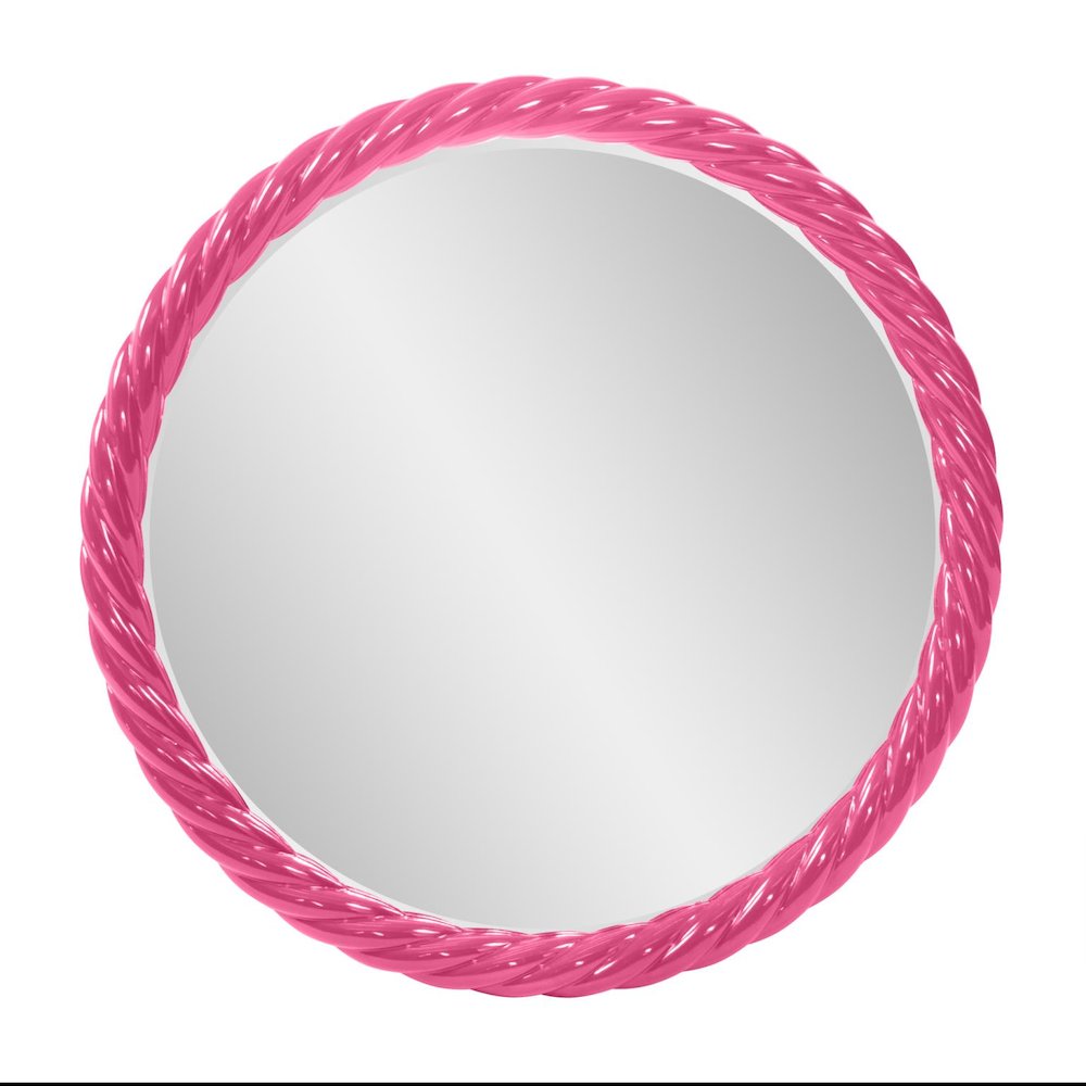 Gita Braided Round Mirror in Glossy Hot Pink. Picture 1