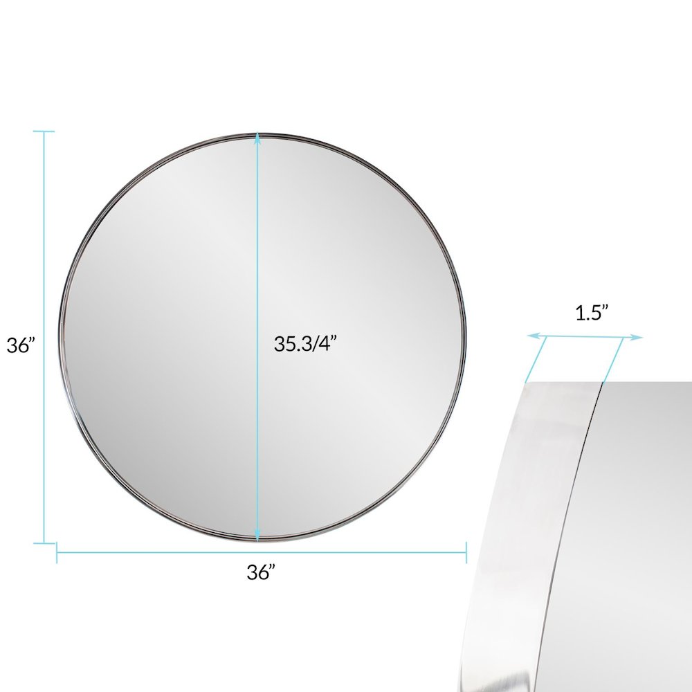 Steele Polished Silver Round Mirror. Picture 9