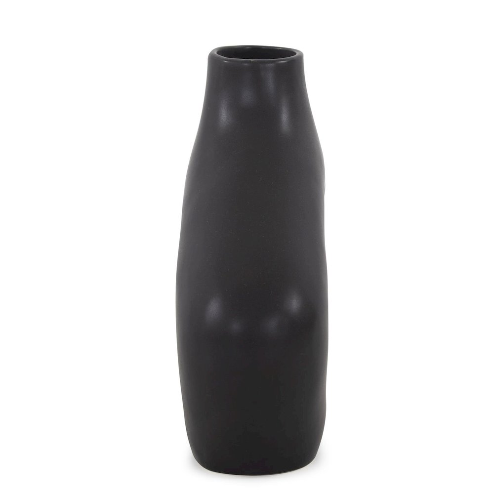 Beltram Black Modern Styled Ceramic Open Vase. Picture 2