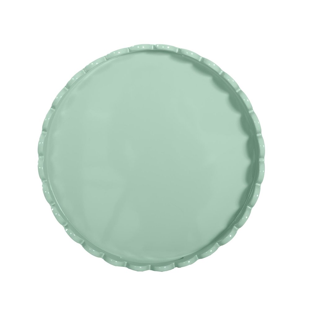 Round Scalloped Riviera Tray - Sage Green. Picture 5