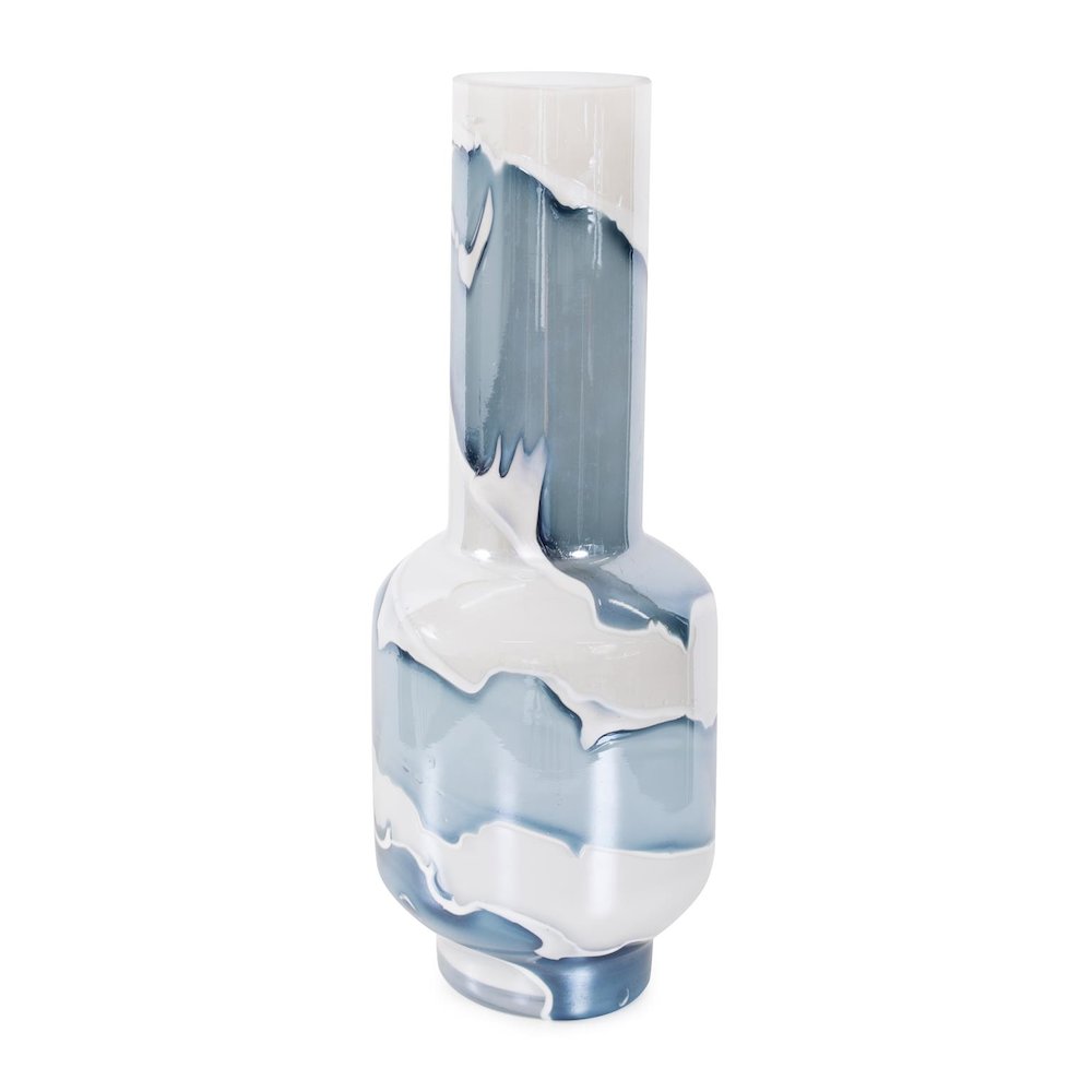 Glacier Bay Layered Cylindrical Glass Vase- Tall. Picture 1