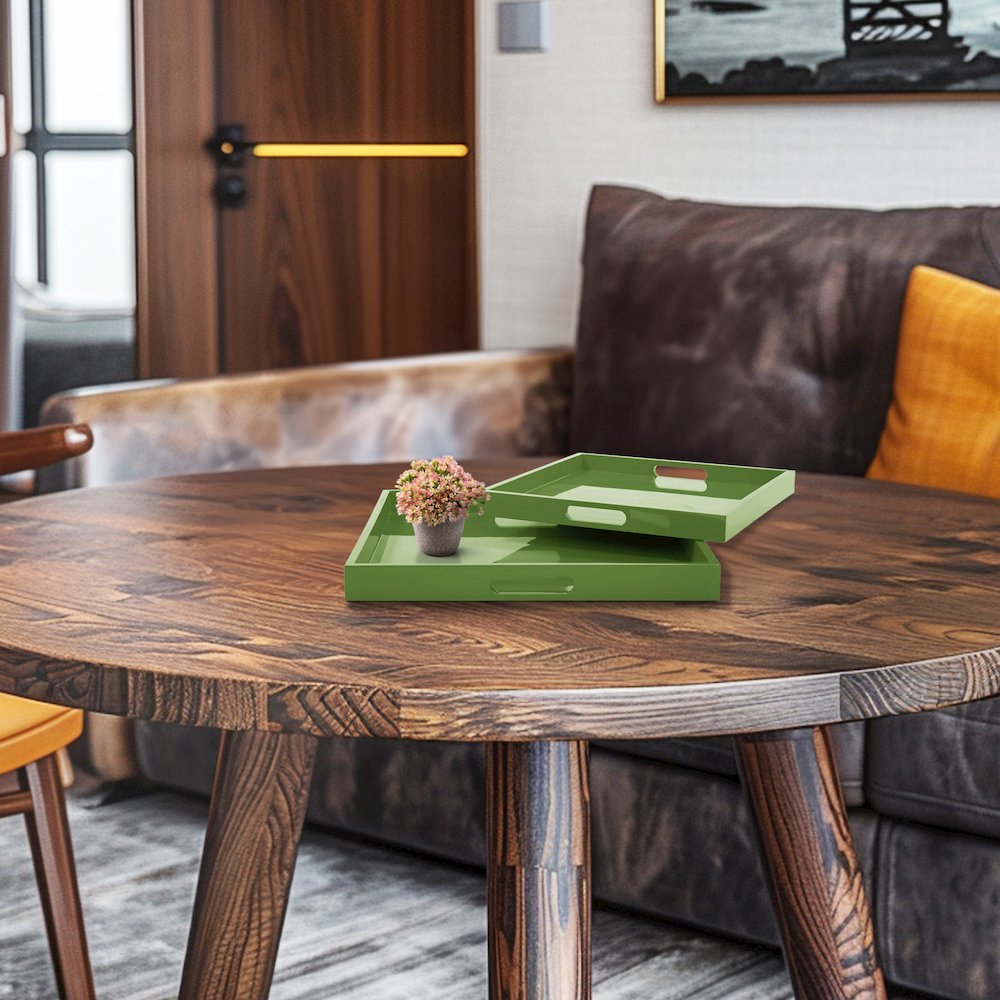 Saint Tropez Square Tray Set of 2 - Wild Green. Picture 9