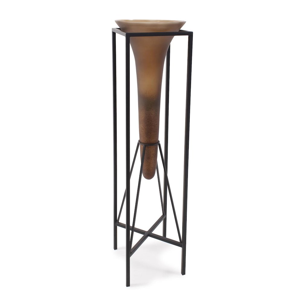 Bronze Euler Drop Vase with Black Iron Stand- Extra Large. Picture 2