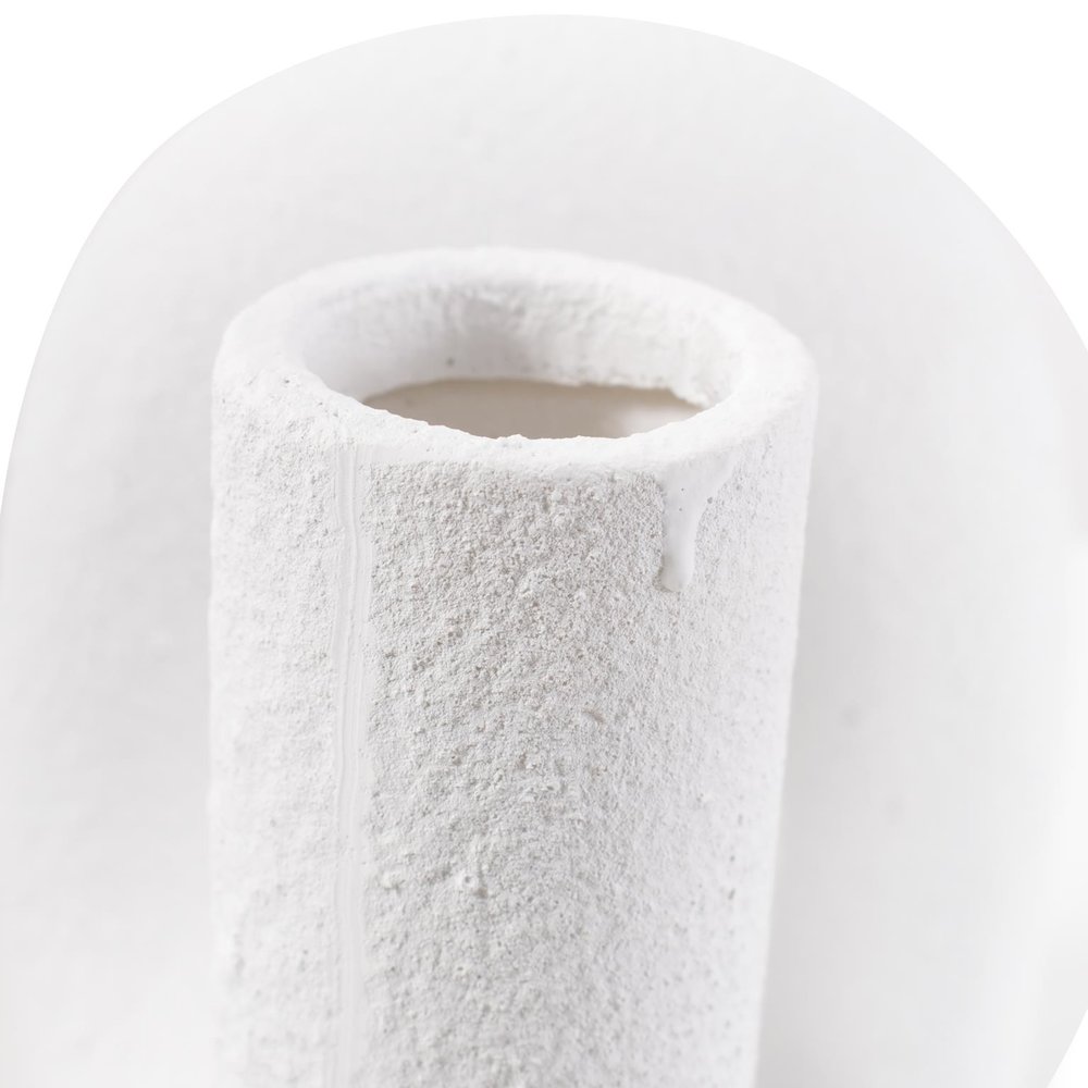 White Abstract Curved Tube Vase Short. Picture 8
