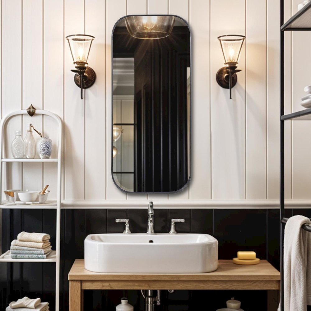Matte Black Metal Dressing Mirror. Picture 9