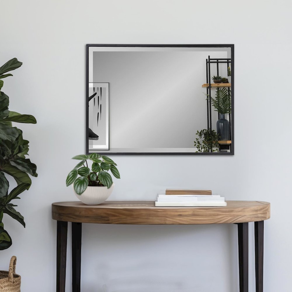 Matte Black Rectangle Metal Mirror. Picture 9