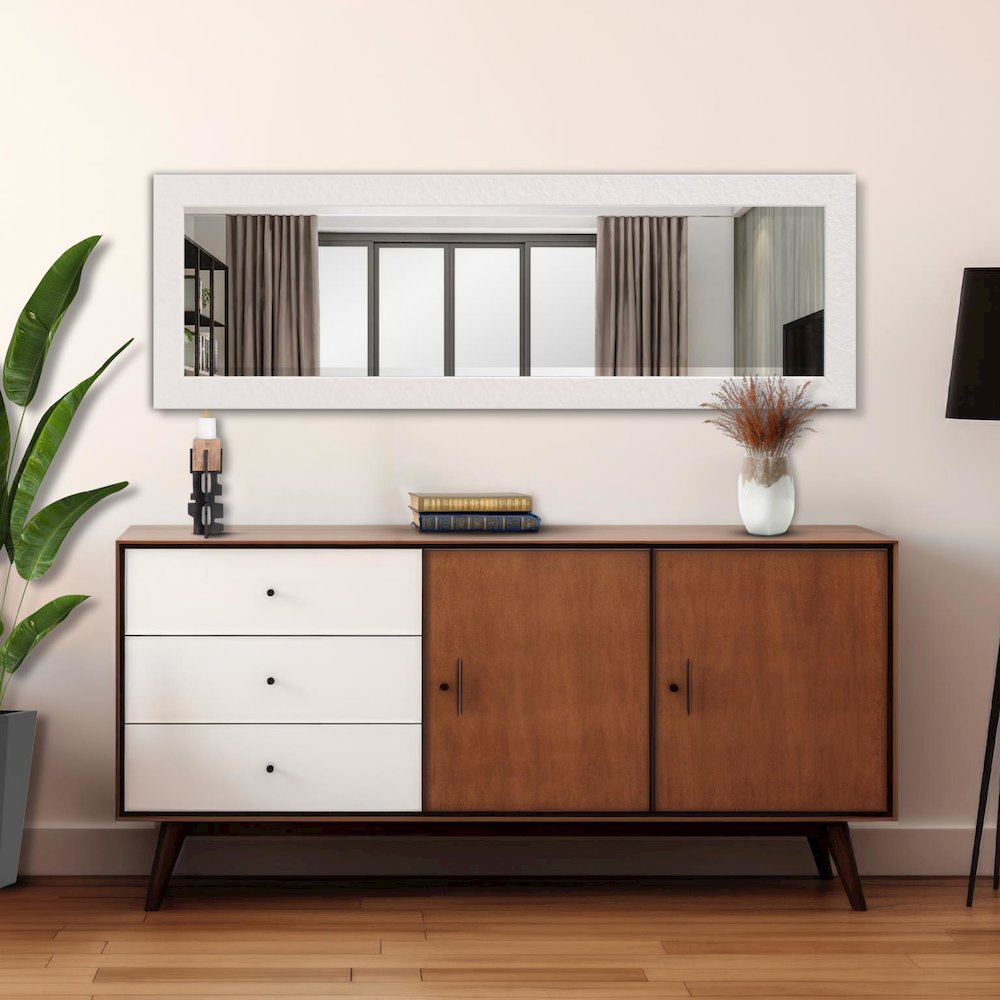 Stucco Dressing Mirror - White. Picture 9